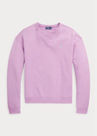 Purppura naisten Ralph Lauren Fleece Crewneck Pullover -pusero Purppura naisten Ralph Lauren Fleece Crewneck Pullover -pusero