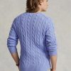 Purppuraiset miesten Ralph Lauren kaapelineulotut puuvillaiset neulepuserot Purppuraiset miesten Ralph Lauren kaapelineulotut puuvillaiset neulepuserot