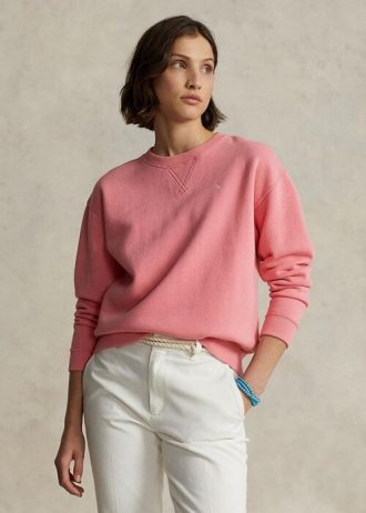 Rose naisten Ralph Lauren Fleece Crewneck Pullover -pusero Rose naisten Ralph Lauren Fleece Crewneck Pullover -pusero