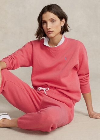 Rose naisten Ralph Lauren Fleece Crewneck Pullover -pusero Rose naisten Ralph Lauren Fleece Crewneck Pullover -pusero