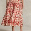Rose naisten Ralph Lauren Print satiinilaskostetut A-linjaiset midihameet Rose naisten Ralph Lauren Print satiinilaskostetut A-linjaiset midihameet