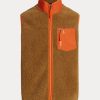 Ruskea miesten Ralph Lauren Bonded Pile Fleece -liivi Ruskea miesten Ralph Lauren Bonded Pile Fleece -liivi