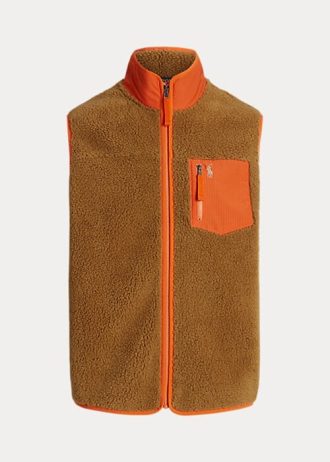 Ruskea miesten Ralph Lauren Bonded Pile Fleece -liivi