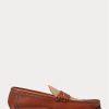 Ruskea miesten Ralph Lauren Chalmers Calfskin & Canvas Penny Loafers
