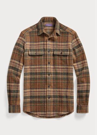 Ruskea miesten Ralph Lauren mokkanahkainen ruudullinen villa Tweed-paidat