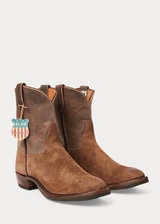 Ruskea miesten Ralph Lauren Roughout Suede & Nahkasaappaat Ruskea miesten Ralph Lauren Roughout Suede & Nahkasaappaat