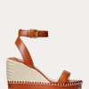 Ruskea naisten Ralph Lauren Hilarie Nahkainen Espadrille