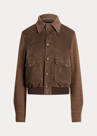Ruskea naisten Ralph Lauren Hugh Lamb-mokka & Herringbone takit