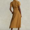 Ruskea naisten Ralph Lauren -pellavallinen lyhythihainen mekko Ruskea naisten Ralph Lauren -pellavallinen lyhythihainen mekko