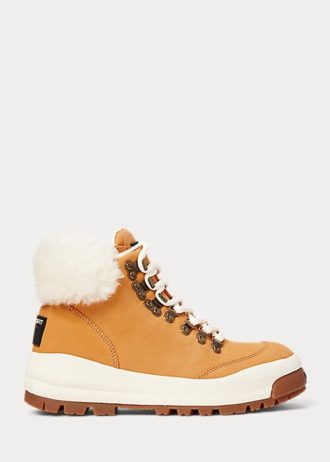 Ruskea naisten Ralph Lauren Polo Sport Suede & Shearling saappaat