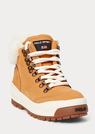 Ruskea naisten Ralph Lauren Polo Sport Suede & Shearling saappaat