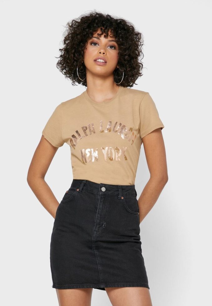 Ruskea naisten Ralph Lauren Pyöreäkaula-aukkoiset T-paidat Ruskea naisten Ralph Lauren Pyöreäkaula-aukkoiset T-paidat