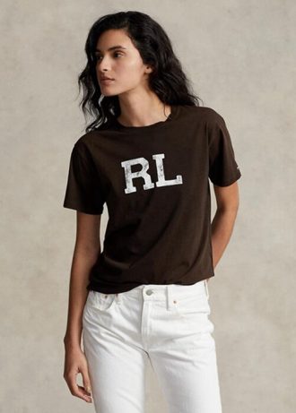 Ruskea Naisten Ralph Lauren Rl Logo Jersey T-paidat