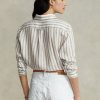 Ruskea / valkoinen Naisten Ralph Lauren Relaxed Fit raidalliset pellavapaidat Ruskea / valkoinen Naisten Ralph Lauren Relaxed Fit raidalliset pellavapaidat