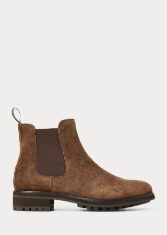 Ruskeat miesten Ralph Lauren Brysonin mokkanahkaiset Chelsea-saappaat Ruskeat miesten Ralph Lauren Brysonin mokkanahkaiset Chelsea-saappaat