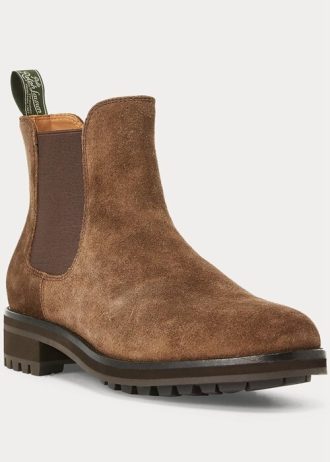Ruskeat miesten Ralph Lauren Brysonin mokkanahkaiset Chelsea-saappaat Ruskeat miesten Ralph Lauren Brysonin mokkanahkaiset Chelsea-saappaat