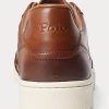 Ruskeat miesten Ralph Lauren Court -nahkaiset tennarit Ruskeat miesten Ralph Lauren Court -nahkaiset tennarit