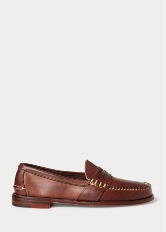 Ruskeat miesten Ralph Lauren Edricin nahkaiset Penny Loaferit