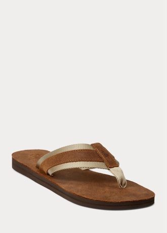 Ruskeat miesten Ralph Lauren Grosgrain-koristeiset mokkanahkaiset varvastossut Ruskeat miesten Ralph Lauren Grosgrain-koristeiset mokkanahkaiset varvastossut