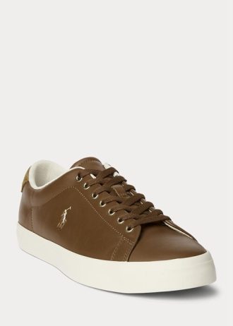 Ruskeat miesten Ralph Lauren Longwood -nahkaiset tennarit Ruskeat miesten Ralph Lauren Longwood -nahkaiset tennarit