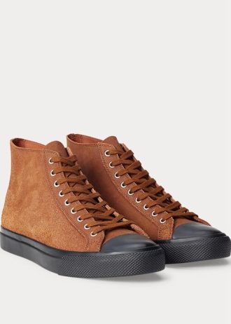 Ruskeat miesten Ralph Lauren Mayport Suede -lenkkarit Ruskeat miesten Ralph Lauren Mayport Suede -lenkkarit