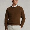 Ruskeat miesten Ralph Lauren mokkanahkaiset villaiset neulepuserot Ruskeat miesten Ralph Lauren mokkanahkaiset villaiset neulepuserot