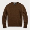 Ruskeat miesten Ralph Lauren mokkanahkaiset villaiset neulepuserot Ruskeat miesten Ralph Lauren mokkanahkaiset villaiset neulepuserot