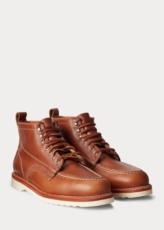 Ruskeat miesten Ralph Lauren -nahkaiset nauhasaappaat Ruskeat miesten Ralph Lauren -nahkaiset nauhasaappaat