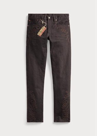 Ruskeat miesten Ralph Lauren ohuet, kapeat mustat hartsihuuhtelevat farkut Ruskeat miesten Ralph Lauren ohuet, kapeat mustat hartsihuuhtelevat farkut