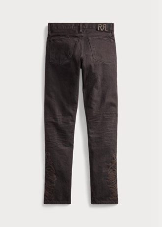 Ruskeat miesten Ralph Lauren ohuet, kapeat mustat hartsihuuhtelevat farkut Ruskeat miesten Ralph Lauren ohuet, kapeat mustat hartsihuuhtelevat farkut