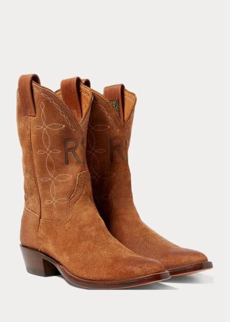 Ruskeat miesten Ralph Lauren Plainview mokkanahkaiset cowboysaappaat Ruskeat miesten Ralph Lauren Plainview mokkanahkaiset cowboysaappaat