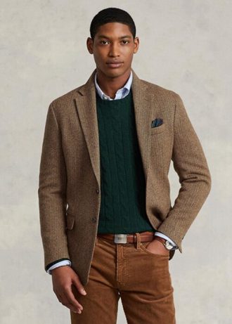 Ruskeat miesten Ralph Lauren Polo pehmeät kalanruotobleiserit Ruskeat miesten Ralph Lauren Polo pehmeät kalanruotobleiserit