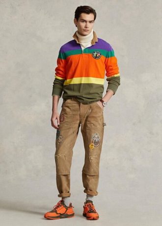 Ruskeat miesten Ralph Lauren Rento istuvuus Distressed Canvas -housut Ruskeat miesten Ralph Lauren Rento istuvuus Distressed Canvas -housut