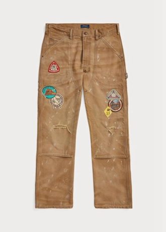 Ruskeat miesten Ralph Lauren Rento istuvuus Distressed Canvas -housut Ruskeat miesten Ralph Lauren Rento istuvuus Distressed Canvas -housut