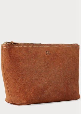Ruskeat miesten Ralph Lauren Roughout mokkanahkalaukut