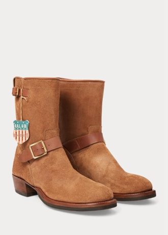Ruskeat miesten Ralph Lauren Roughout mokkanahkasaappaat Ruskeat miesten Ralph Lauren Roughout mokkanahkasaappaat