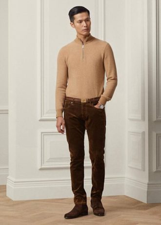 Ruskeat miesten Ralph Lauren Slim Fit Stretch Velvet -farkut Ruskeat miesten Ralph Lauren Slim Fit Stretch Velvet -farkut