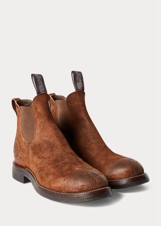 Ruskeat miesten Ralph Lauren Suede Chelsea -saappaat Ruskeat miesten Ralph Lauren Suede Chelsea -saappaat