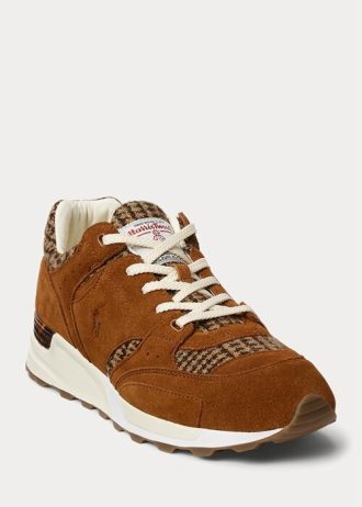 Ruskeat miesten Ralph Lauren Trackster 200 Harris Tweed® -lenkkarit Ruskeat miesten Ralph Lauren Trackster 200 Harris Tweed® -lenkkarit