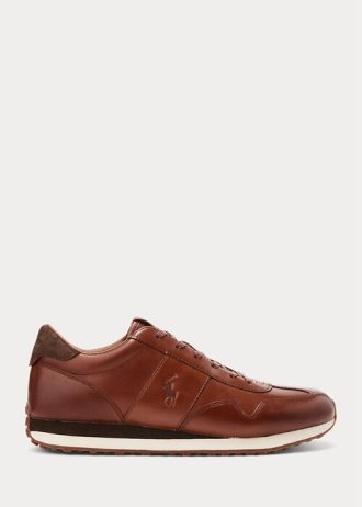 Ruskeat miesten Ralph Lauren Train 85 -nahkaiset tennarit Ruskeat miesten Ralph Lauren Train 85 -nahkaiset tennarit