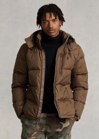 Ruskeat miesten Ralph Lauren vettä hylkivät untuvatakit