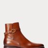 Ruskeat miesten Ralph Lauren Welingtonin kiillotetut vasikannahkasaappaat Ruskeat miesten Ralph Lauren Welingtonin kiillotetut vasikannahkasaappaat