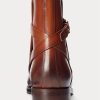 Ruskeat miesten Ralph Lauren Welingtonin kiillotetut vasikannahkasaappaat Ruskeat miesten Ralph Lauren Welingtonin kiillotetut vasikannahkasaappaat
