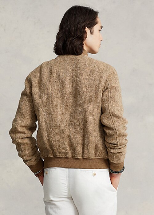 Ruskeat miesten Ralph Laurenin pellavasekoitetut Tweed-takit Ruskeat miesten Ralph Laurenin pellavasekoitetut Tweed-takit
