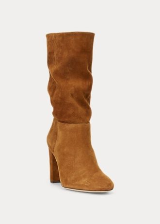 Ruskeat naisten Ralph Lauren Artizan mokkanahkasaappaat