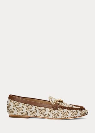 Ruskeat naisten Ralph Lauren Averi II -monogrammi jacquard-loaferit Ruskeat naisten Ralph Lauren Averi II -monogrammi jacquard-loaferit