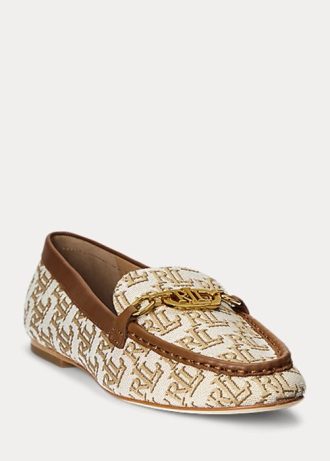 Ruskeat naisten Ralph Lauren Averi II -monogrammi jacquard-loaferit Ruskeat naisten Ralph Lauren Averi II -monogrammi jacquard-loaferit