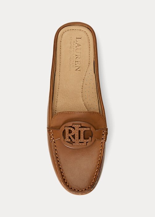 Ruskeat naisten Ralph Lauren Brynn kiillotetut nahkaiset kuljettajakengät Ruskeat naisten Ralph Lauren Brynn kiillotetut nahkaiset kuljettajakengät