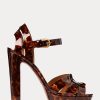 Ruskeat naisten Ralph Lauren Callahan Patent Calfskin sandaalit Ruskeat naisten Ralph Lauren Callahan Patent Calfskin sandaalit