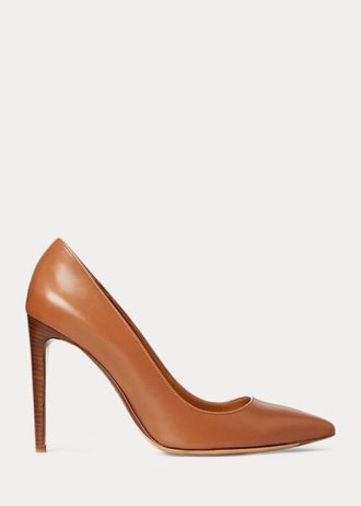 Ruskeat naisten Ralph Lauren Celia Calfskin -korkokengät